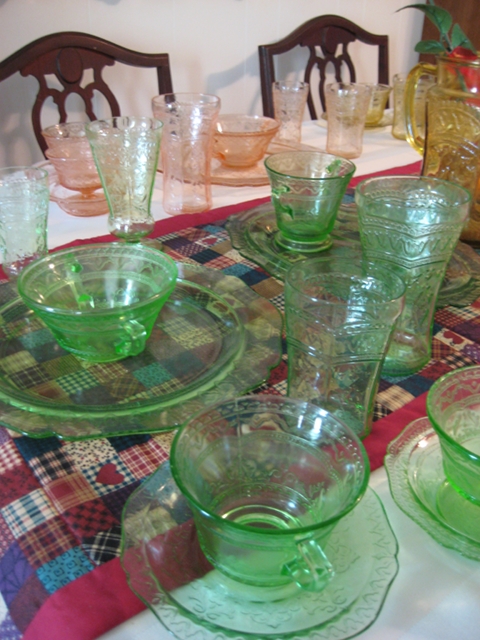 Green Depression glass